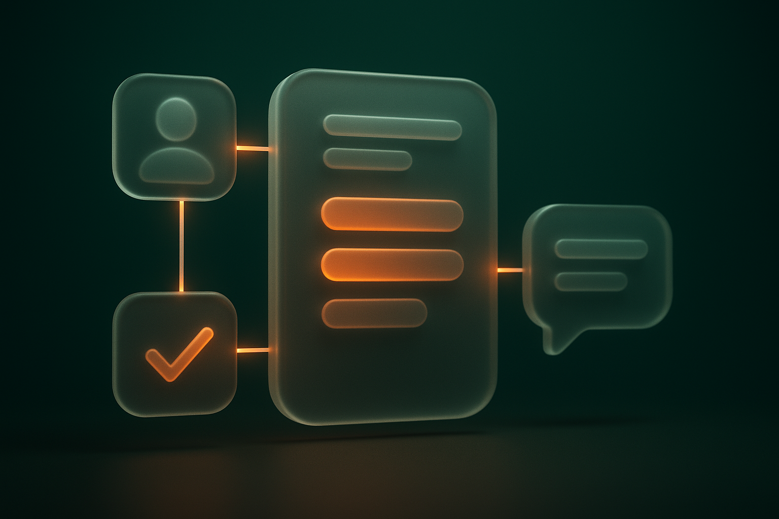 Organized sales stages board with contacts, tasks and conversation history connected visually, clean flat illustration, no UI text